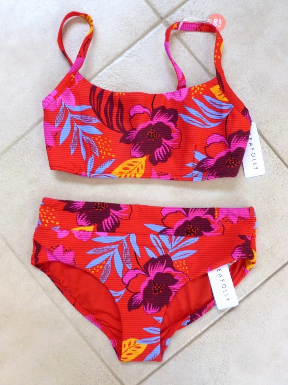 NWT - Seafolly "On Vacation" Bikini Set - DD Square Neck Tank & Wide Side Retro